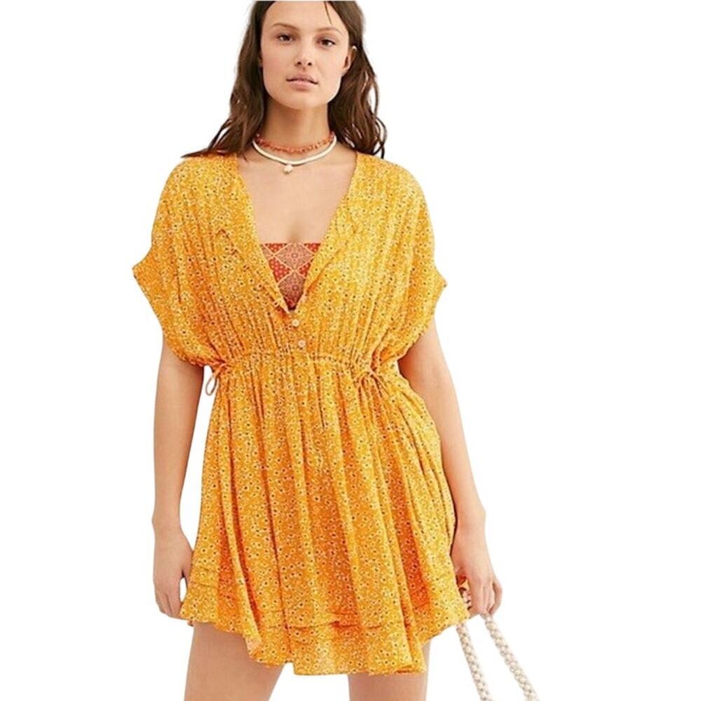 Free People One Fine Day Boho Ditsy Print Mini Dress (S)